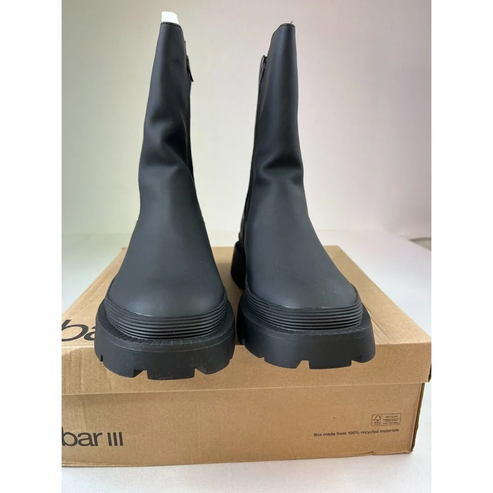 Bar III Womens Tikka Chelsea Boots Black Square Toe Water-Resistant Shoes Sz 10M